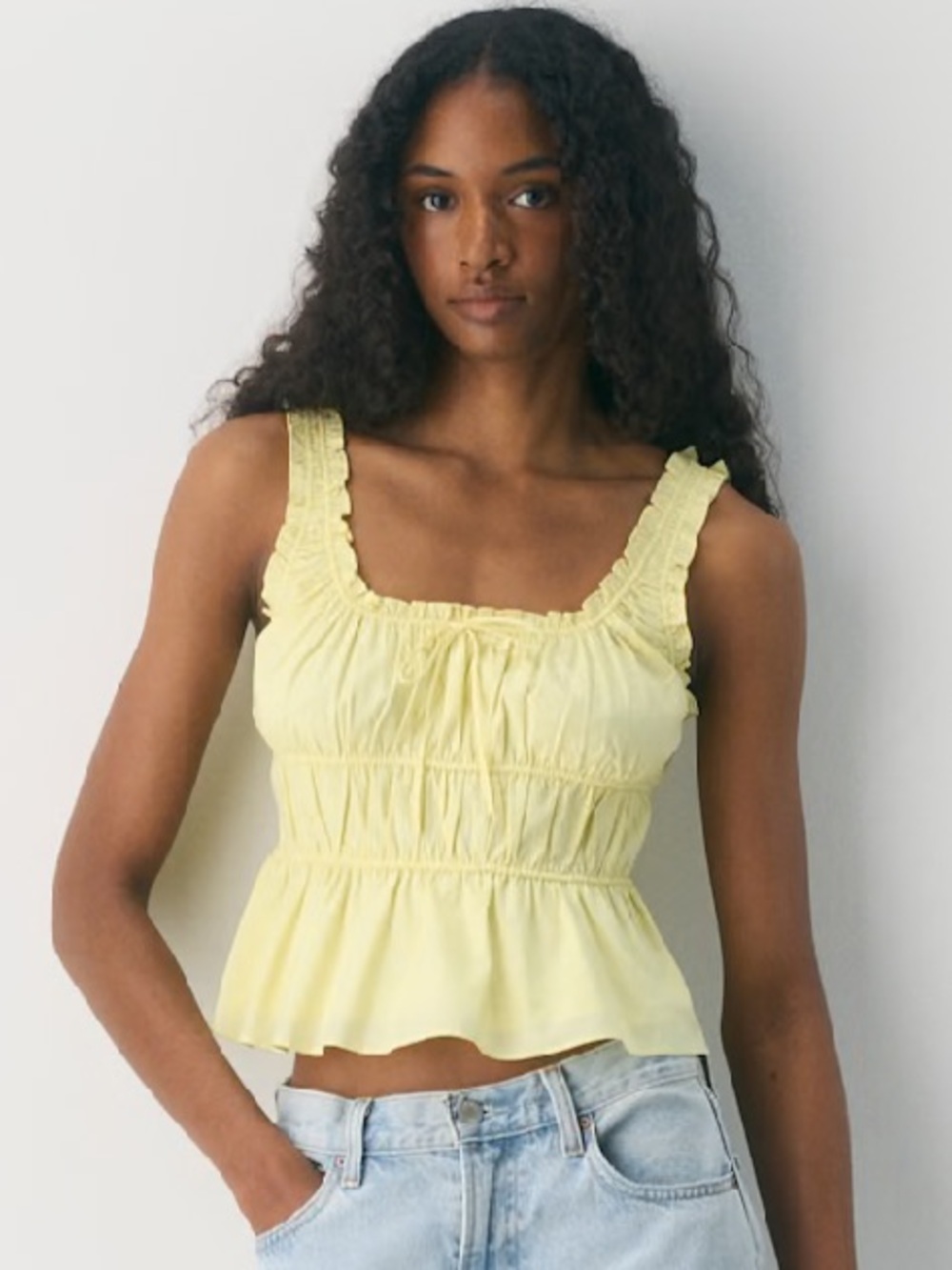 Aritzia Sunday Best Helena Poplin Top in Lemonade NWT
